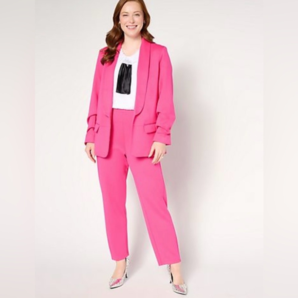 Stacy London Ponte Blazer w/ Shawl Collar & Ruched Sleeve - Small (size 6-8) - Picture 3 of 5